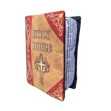 聖經書布偶玩具，新耶穌瑪麗書填充娃娃 9"書本大小，基督救世主布偶基督教上帝飾品，家居聖誕復活節裝飾 - 棕色 - 查看 1