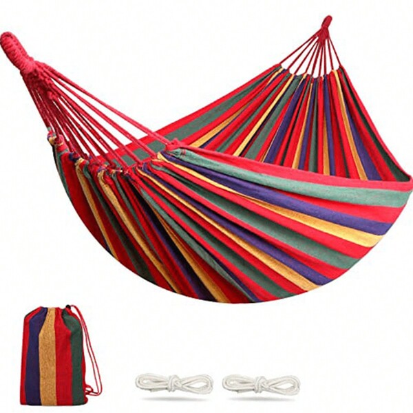Outdoor Garden Camping Hammock With Tree Straps For Hanging, Durable Hammock Holds Up To 450lbs, Portable Hammock With Travel Bag Perfect For Outdoor/Indoor Patio Backyard Camping (102.36x31.5inch)