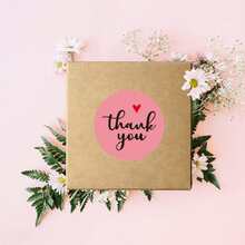 2.5cm Round Thank You Stickers Roll, 500pcs Thank You Labels For Small Business, Strong Adhesive Stickers For Sealing And Decoration - Pink - View 2