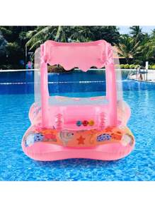 1 pieza - Inflable grueso para sombrilla para ninos ninas de 1 a 6 anos, anillo flotante para asiento de natación, anillo para axila, juguete de playa - Rosa - Ver 3