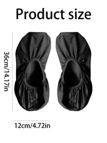 1對家用辦公室防水防塵鞋套，可重複使用和清洗 - 黑色 - 查看 9
