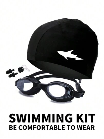 Vattentäta imfria simglasögon och mössa, unisex simtillbehörskit, strandtillbehör, strandtillbehör, badmadrass