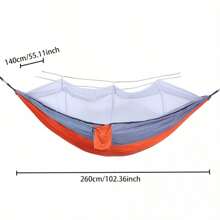 Double Hammock With Mosquito Netting, Anti-Flip Design, Suitable For Outdoor Camping And Home Use - Olive Green - View 3