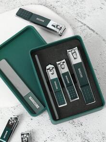 pinpai Bộ 4 kìm cắt móng tay bằng thép không gỉ, kìm cắt móng chống văng, kéo cắt móng miệng rộng, dụng cụ làm móng tay và móng chân (tự động thu gom móng vụn) - Màu xanh lá cây đậm - Xem 5