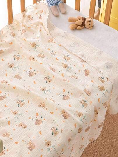 Coperta morbida e confortevole per bambini di 80*80cm, con motivi di stelle, luna e koala, adatta per primavera ed estate, per fasciatura, asciugamano da bagno per neonati, traspirante e assorbente, strato singolo sottile, adatta anche per San Valentino
