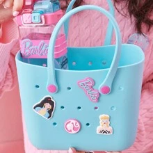Miniso Túi Tote Họa Tiết Hoạt Hình Lỗ Barbie Shining Collection Túi Đựng Đồ Ăn Trưa Du Lịch Túi Dã Ngoại Di Động (Màu Xanh) - Màu xanh lam - Xem 3