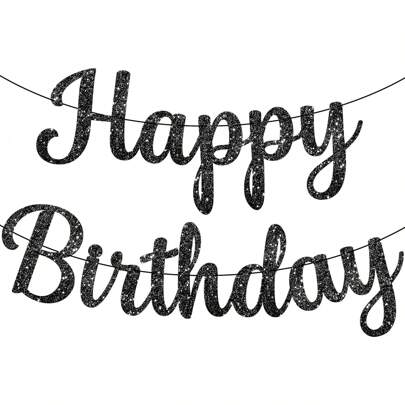1 套生日快乐金色闪光悬挂横幅、金色生日派对装饰、DIY 女性生日装饰、生日快乐标志