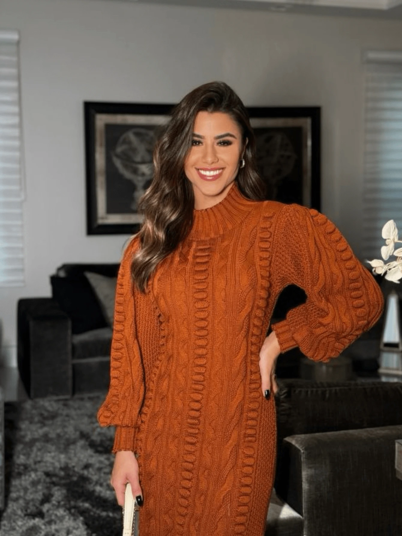 Women Sweater Dresses - Rỉ Nâu - Xem 1