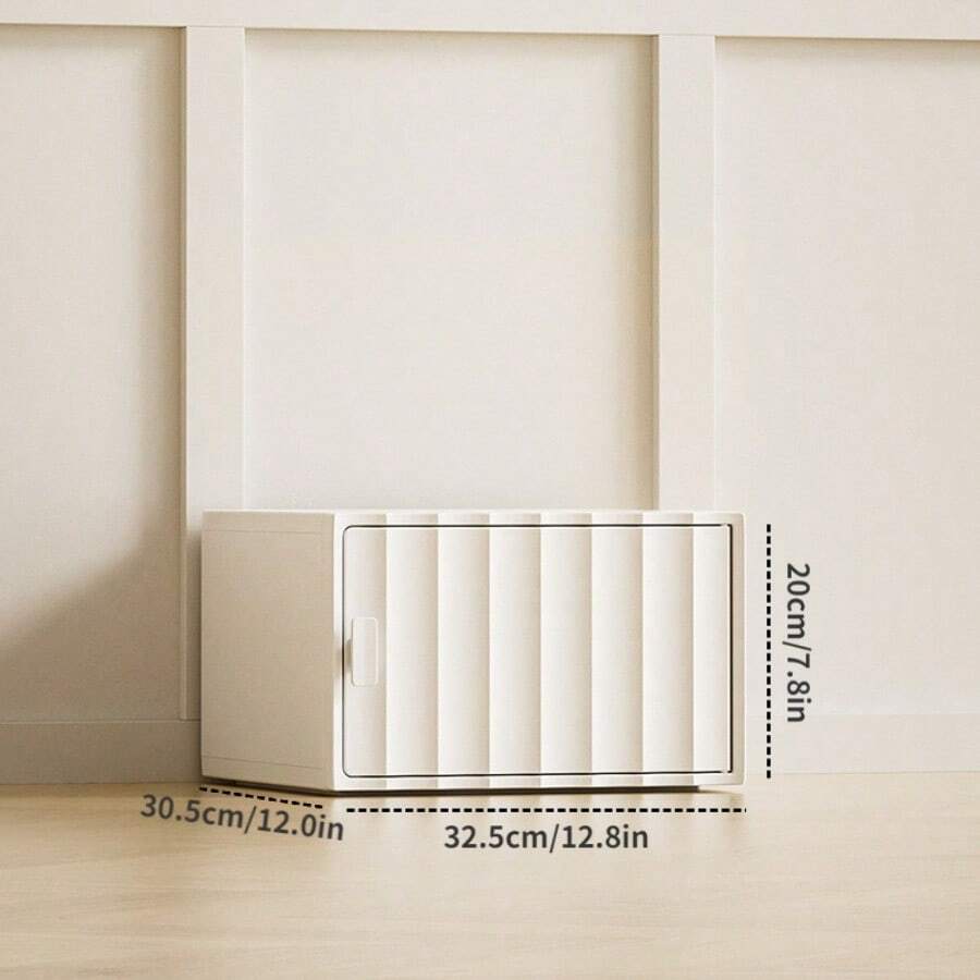 Sang trọng Ánh sáng Nhựa Lưu trữ Tủ , Đa chức năng Đồ chơi Bữa ăn nhẹ Dày lên Lưu trữ Tủ , Trong suốt Hút từ tính Dung lượng lớn Giày Tủ Đối với Vật dụng trong nhà Sử dụng - Màu be - Xem 1