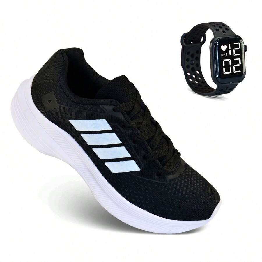 Women Wedge Sneakers - 黑色 - 查看 1