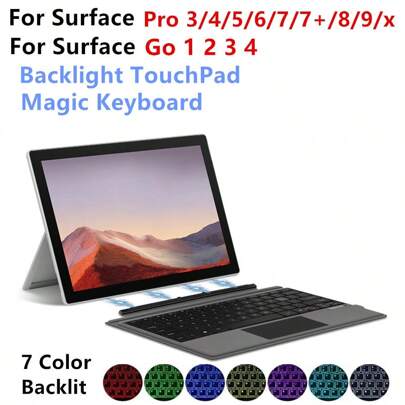 Backlight Keyboard For Microsoft Surface Pro 3 4 5 6 7 7+ 8 9 X Go 1 2 3 4 Tablet Magnetic Keyboard Smart TrackPad Backlit Touch Wireless Keyboards