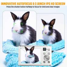 Cámara Digital, 4K Autofocus Cámara Digital con 32G Tarjeta SD Delantera y Trasera Cámaras Duales, HD 48MP con 2.8" Pantalla Grande, 16X Zoom Digital, Recargable Cámara Compacta para Principiantes (Blanco) - Blanco - Ver 4