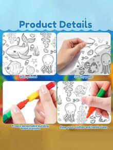 1張巨大的海洋動物彩色海報,最喜愛的巨型紙質海報掛畫,海洋派對的大彩色橫幅海報,學校課堂海洋裝飾 - 彩色 - 查看 2