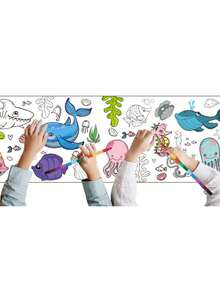 1張巨大的海洋動物彩色海報,最喜愛的巨型紙質海報掛畫,海洋派對的大彩色橫幅海報,學校課堂海洋裝飾 - 彩色 - 查看 1