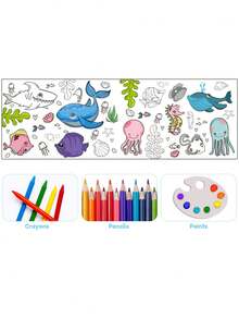 1張巨大的海洋動物彩色海報,最喜愛的巨型紙質海報掛畫,海洋派對的大彩色橫幅海報,學校課堂海洋裝飾 - 彩色 - 查看 3