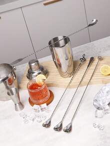 1pc 304 Stainless Steel 40cm Long Handle Cocktail Mixing Spoon, Spiral Handle Bar Spoon, Bartender Tool With Muddler/Fork/Flat Scraper/Music Note Head, Cocktail Mixing Stick, Home Bar DIY Layered Mixing, Mud Presser Pestle Scraper - View 5