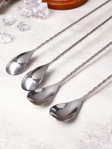 1pc 304 Stainless Steel 40cm Long Handle Cocktail Mixing Spoon, Spiral Handle Bar Spoon, Bartender Tool With Muddler/Fork/Flat Scraper/Music Note Head, Cocktail Mixing Stick, Home Bar DIY Layered Mixing, Mud Presser Pestle Scraper - View 10