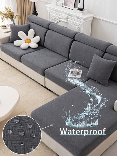 1pc Black Waterproof Sofa Seat Cushion Cover, All-Season Modern Minimalist Sofa Pad, Scratch-Resistant, Anti-Slip, Dust-Proof, Washable Sofa Slipcover, Suitable For Autumn Decor, Room Decor, Back To School, School Supplies