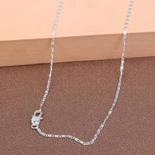 1pc Premium European Style 925 Silver-Plated Flat Stardust Necklace, 2mm Chain, 16-30 Inches Length, For Women, Suitable For Daily Wear, Wedding, Party, Gift