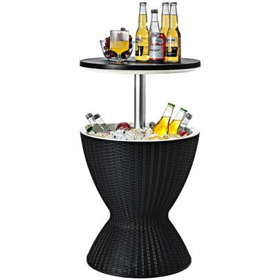Ice Bucket Table, 30L Multifunctional Ice Beer Drinks Storage Holder With Height Adjustable Tabletop, Outdoor Garden Patio Deck Cool Bar For Camping Picnic Party