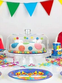 1入組12英寸婚禮蛋糕架，6合1多功能盤子和蛋糕盤，可用作婚禮蛋糕架、沙拉碗、盤子、冷飲碗、甜點碟、玉米片和莎莎醬碟。 - 無色 - 查看 6