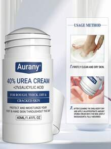 AURANY Crema De 42% De Urea Baja Alergénica En Palo - Crema De Urea 40% Para Pies + Ácido Salicílico Del 2% De Hidratación Y Nutrición Profunda, Adecuado Para El Cuidado De Manos, Pies Y Talones, Suavizando La Piel Seca Y Áspera, Adecuado Para Todo Tipo De Piel - Blanco - Ver 4