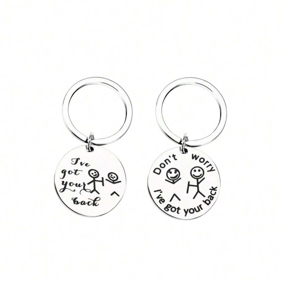 1pc Unisex I've Got Your Back Stainless Steel Keychain, Best Friend Funny Gift Key Ring - Silver - View 1