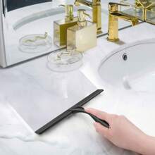 1PC Black Handheld Shower Squeegee With Hook, For Glass Window Bathroom Water Removal Scraper - Black - View 4