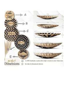 Meching Basket Wall Dr Set, Hanging Woven Wall Basket Dr, Boho Wall Baskets Dr, Basket Wall Art Dr, -Friendly Round Woven Wall Dr, Boho Rattan Wall Dr Gift - Multicolor - View 2