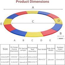 Trampoline Pad, 12ft 14ft Replacement Trampoline Pads, No Holes For Pole, Waterproof Trampoline Spring Cover Padding Surround Pad - Multicolor - View 7