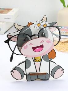 1pc Creative Wood Cow Glasses Holder Stand,Cute Animal Cowboy Handmade Wooden Carving  Eyeglass Display Rack,Glasses Accessories Rack For Home, Office, Desk, Nightstand. - Cow 2 - View 5