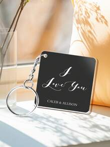 1pc Customized Photo Keychain, Engraved Photo Keychain, Personalized Photo Keychain, Customized Keychain With Photo And Name, Customized Acrylic Keychain - Square Photo - 4.5*4.5*0.25cm - View 3