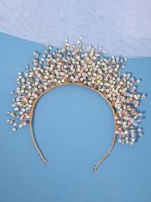 1 Máy Tính Handmade Sang Trọng Đầu Vương Miện Trang Trí Với Màu Kim Cương Giả Cho Đám Cưới Cô Dâu, Tiệc Sinh Nhật Công Chúa Hoàng Gia Tiaras - A - Xem 8