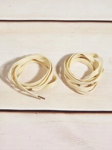 1 Pair 120cm Beige Jacquard Flat Shoelaces, Suitable For Casual Shoes, Flat Shoes - Beige - View 3