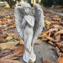 1pc Resin Statue Decor Featuring Roman Praying Angel Fairy For Home, Garden - White - View 8