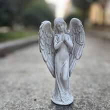 1pc Resin Statue Decor Featuring Roman Praying Angel Fairy For Home, Garden - White - View 4
