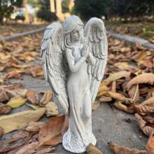 1pc Resin Statue Decor Featuring Roman Praying Angel Fairy For Home, Garden - White - View 2
