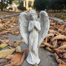 1pc Resin Statue Decor Featuring Roman Praying Angel Fairy For Home, Garden - White - View 1