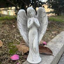 1pc Resin Statue Decor Featuring Roman Praying Angel Fairy For Home, Garden - White - View 3