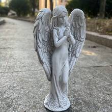 1pc Resin Statue Decor Featuring Roman Praying Angel Fairy For Home, Garden - White - View 5