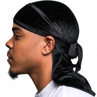 Awegeo Durag unisexe en velours doux, coiffe de style pirate de couleur unie, conçue pour les performances sportives et la mode urbaine. Conception thermique respirante pour un confort toute la journée