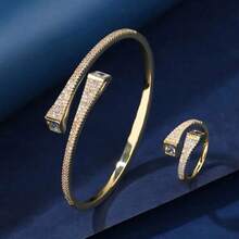 2 件手链和戒指套装，新款复古风格欧美风格全锆石手链和戒指皇家宫殿奢华珠宝配饰适合正式活动和婚礼 - 套裝珠寶首飾 - 查看 5