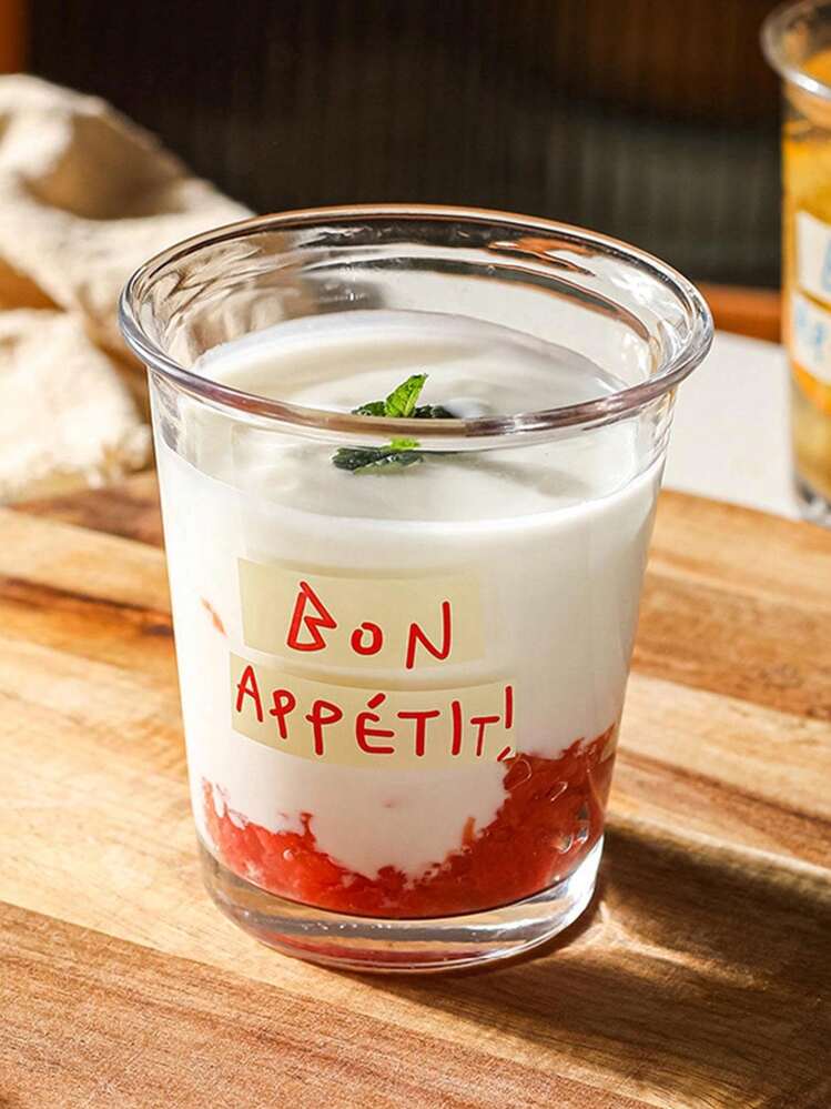 1入組玻璃杯現代字母圖案家居杯 - 白色 - 查看 8