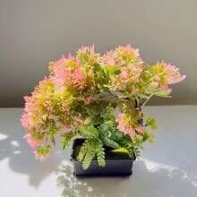 創意新型人造花盆景新月形菊花種子仿真植物家居裝飾擺件室內餐桌客廳插花工藝小盆栽 - 藕粉色 - 查看 1