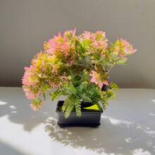 創意新型人造花盆景新月形菊花種子仿真植物家居裝飾擺件室內餐桌客廳插花工藝小盆栽 - 藕粉色 - 查看 2