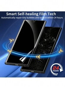 隐私屏幕保护膜适用于三星 Galaxy S22 S23 S24 Ultra S24 Plus S24，3 件装全覆盖水凝胶膜 - 無色 - 查看 4