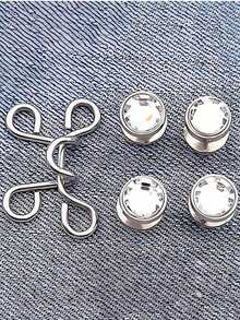 2入組圖案可調節可拆式按扣金屬褲鈕扣，腰部緊繃器，男女牛仔布鈕扣不需要縫製，適用於服裝牛仔褲按鈕調節牛仔裙腰部按鈕，時尚可拆卸褲夾，包配件 - 白色 - 查看 4