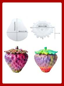 1pc DIY Strawberry Covered Jewelry And Cosmetics Storage Box, Candle Holder, Silicone Mold For Home Decor And Car Accessories - White - View 3