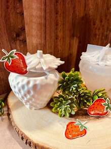 1pc DIY Strawberry Covered Jewelry And Cosmetics Storage Box, Candle Holder, Silicone Mold For Home Decor And Car Accessories - White - View 6