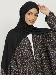 1pc Women's Solid Color Jersey Hijab Scarf, Various Sizes Available Headband For Abaya Women Veil